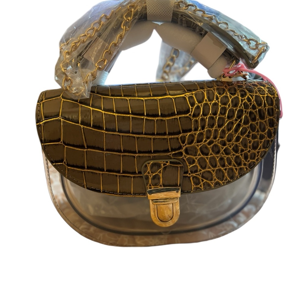 Chic Olive Green Crocodile Pattern Crossbody Bag